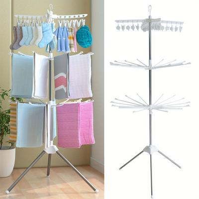 TEMU Rotation Clothes Folding Drying Rack Portable Laundry Hanger Indoor Dryer Organizer Large Capacity, Drying Racks Image