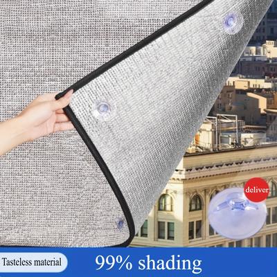 TEMU Summer Window Sunscreen Film, 9mil Thickness, Protection, Heat Insulation, Light Blocking, Self-adhesive With Suction Cups For Full Shade
