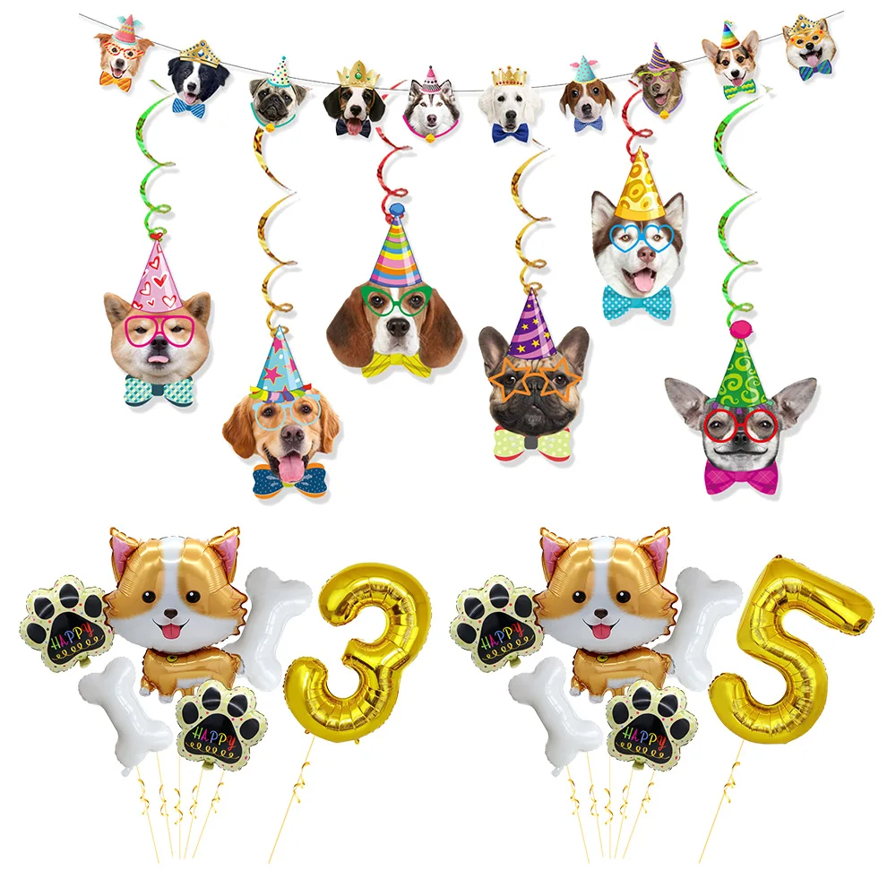 Haustier Hund Geburtstag Party Banner Girlande Dekorationen Hund Geburtstag Ballon Dekor Hund Ballon Welpen Thema Party Dekoration Banner Image