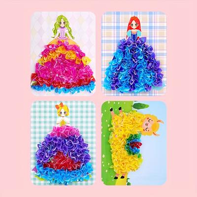 TEMU 4pcs Kit D Combination Hand-painted Pop-up Fun Stickers, Colorful Paper Craft Puzzle Toy For Developing And , Diy Handmade Birthday Gift