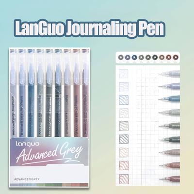TEMU 9pcs 9/45pcs Colorful Journaling Pen Set, 0.6mm Fine Tip, Large Capacity Gel Pens For Planners And Use, Office Accessories Image