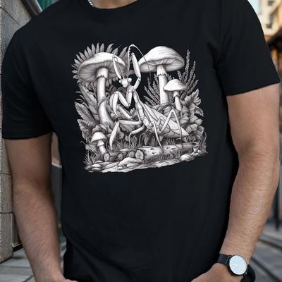 TEMU Mushrooms Print Tee Shirt, Tees For Men, Casual Short Sleeve T-shirt For Summer Image