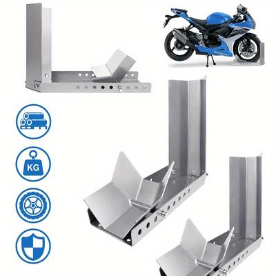 TEMU 2x Mounted Motorbike Bracket Arm Motorbike Bracket Motorcycle Auxiliary Rail, Motorbike Front Wheel Clamp Reinforcement Bracket With 3 Anchor Bolt Holes Image