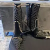 Schwarz Niet Zipper Mittlere Waden Stiefel Thin High Heel Spitz Mode Sexy Kühlen 2024 Winter Große Größe Frau Schuhe zapatillas Mujer