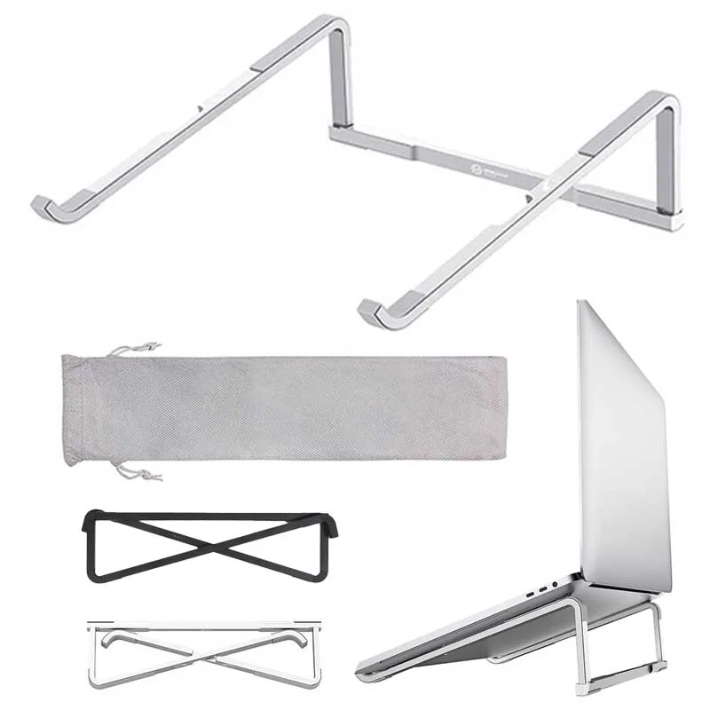 Laptop-Ständer aus Aluminiumlegierung, faltbarer Laptop-Kühlhalter, tragbar, verstellbar, Notebook-Unterstützung/Halterung für Tablet, universell Image