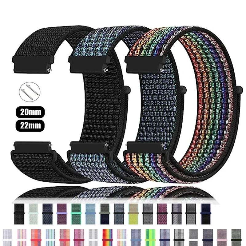 20 mm 22 mm Nylon-Schlaufenband für Amazfit GTS4/2/3/3pro/2e/GTS2 Mini/GTR 4 42 mm/47 mm/GTR2/2e/Stratos Gürtelarmband Amazfit Bip Strap Image