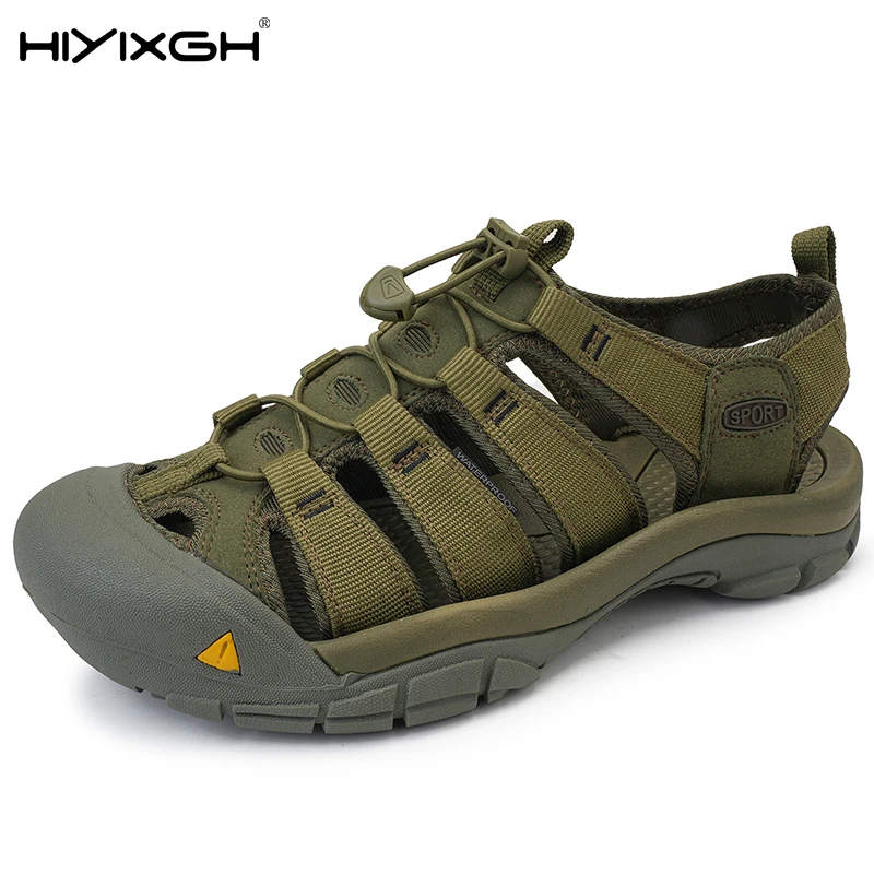 Outdoor Sommer Männer Sandalen Leder Herren Casual Schuhe Non-Slip Männliche Strand Schuhe Anti-kollision Kappe Römischen Wohnungen flip-flops 38-48