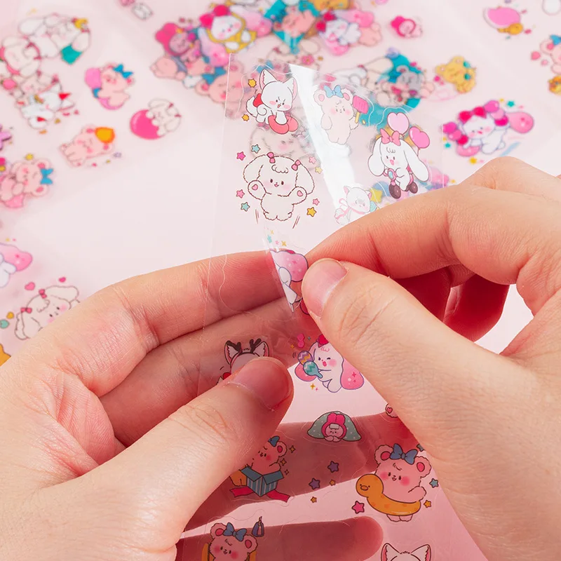 10-teiliges Kawaii-Cartoon-Aufkleber-Set mit langen Streifen, selbstklebend, für Diy, Scrapbooking, Tagebuch, Album, Scrapbooking, Kreativität, Bastelbedarf Image
