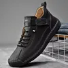 Handgenähte Lederschuhe Slip-On Herren Freizeitschuhe Mode Britischer Stil Herrenschuhe Walking Wanderschuh Luxus Driving Loafers