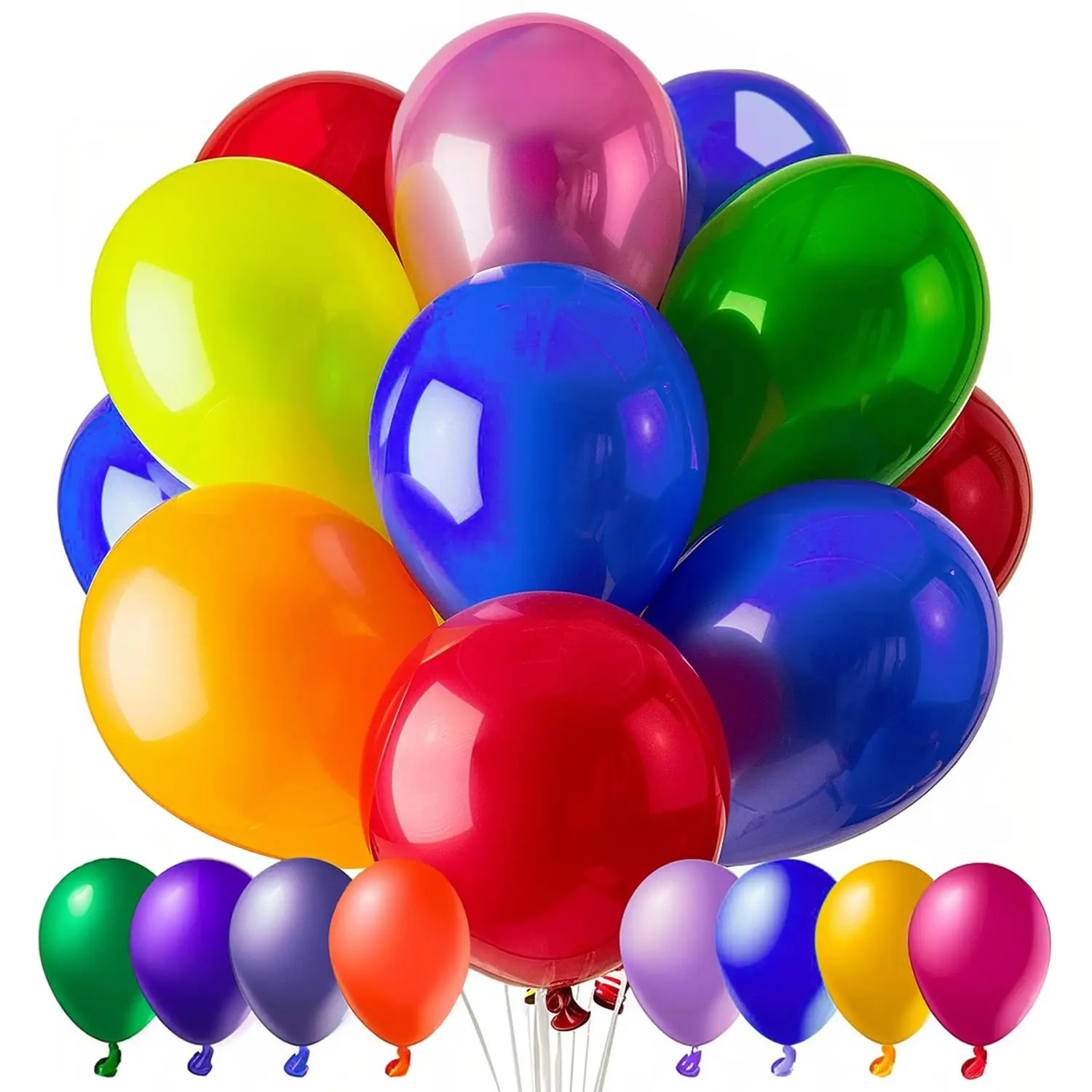 120 Stück Luftballons, 30,5 cm, verschiedene Farben, Ballon, 10 Arten von farbigen Luftballons, Latexballon, Großpackung für Geburtstag, Babyparty, Hochzeit Image