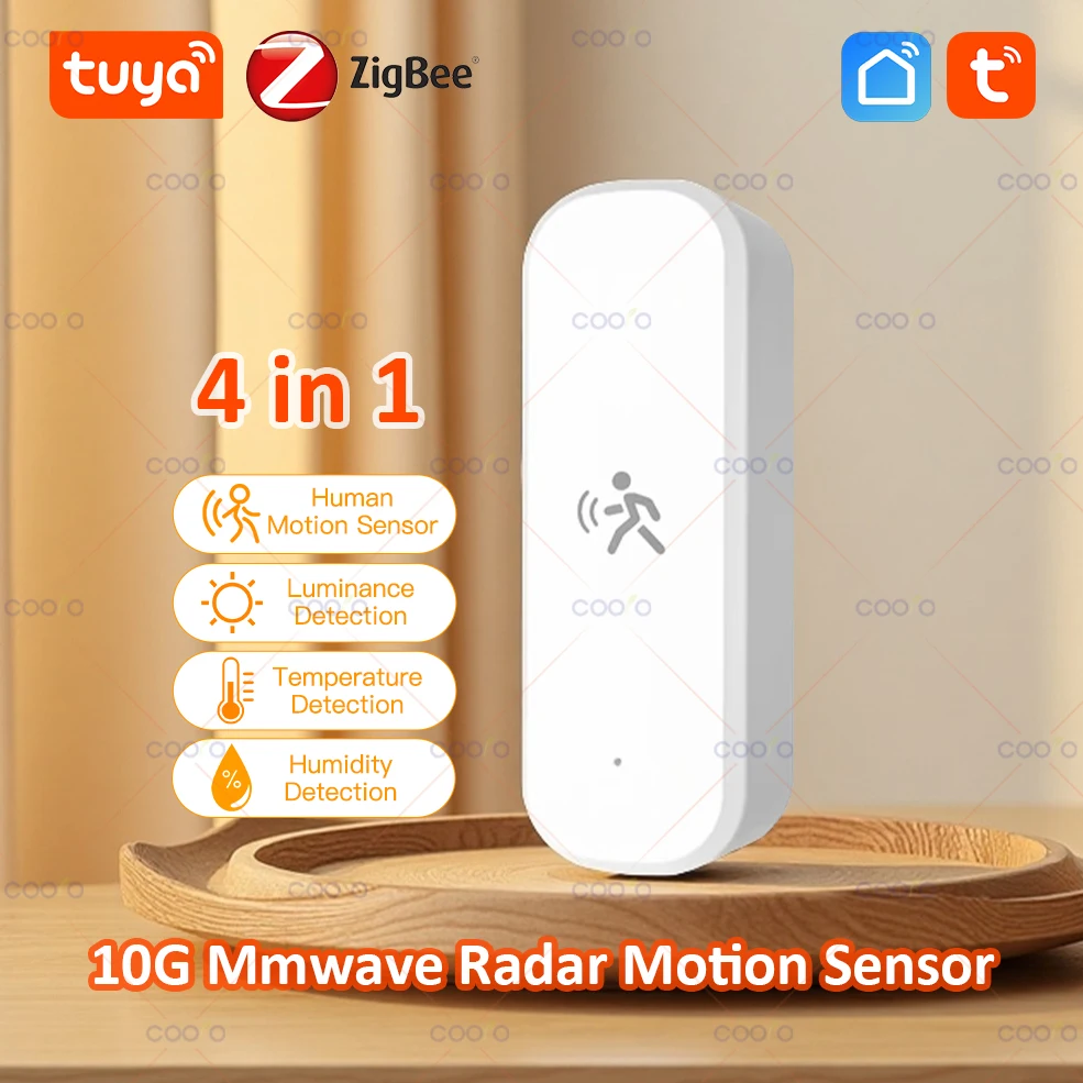10G Human Motion Sensor Tuya Zigbee MmWave Radar Detector with Luminance Temperature Humidity Sensor Upgarded PIR Sensor