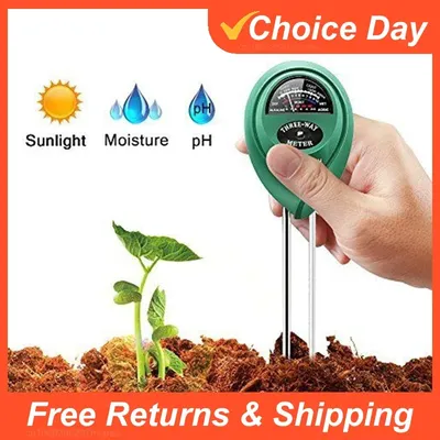 3 in 1 Soil PH Meter Sunlight PH Tester Garden Flowers Soil Moisture Sensor Meter Plants Acidity Humidity PH Monitor Detector