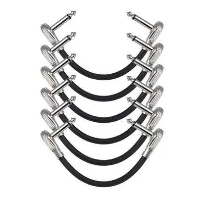 3Packs/6 Packs 15cm/30cm Guitar Effect Pedal Instrument Patch Cable 1/4 Silver Right-angle Plug Black PVC Jacket