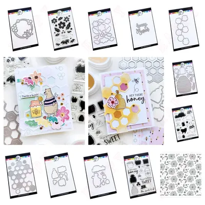 2025 New Oh Bee Hive Dies Metal Cutting Dies Stamps Stencils Diy Bear Scrapbooking Craft Paper Card Making Decor Embossing Mold