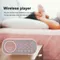 Alarm Clock Bluetooth Speaker FM Radio Mirror Clock HIFI USB Charging LED Display Portable Pink 1600mAh for Travel