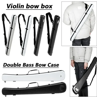 Universal Carbon Fiber Composite Bow Case for Violin/Viola/Cello/Double Bass Anti-Crush & Waterproof Design Holds 2 Bows