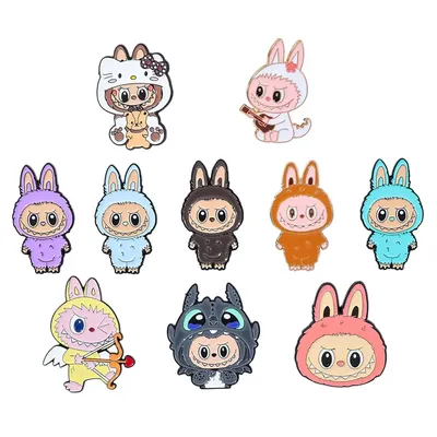 5/10pcs Cute Monster Enamel Pins Cartoon Anime Genie Pin Badge on Backpack Lapel Brooch Accessories Fashion Jewelry Kids Gift