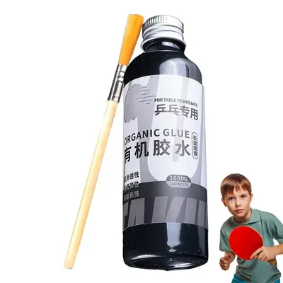 100ML Professional Table Tennis Rubber Glue Ping Pong Racket Speed Glue with Brush Rubber Adhesive & Cleaner for School Office