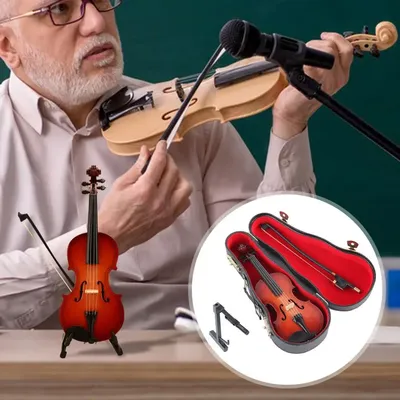 Mini Violin Keychain Playable Violin Keychain Miniature Violin Keychain with Sound Portable Tiny Toy Set Plays Sad Music World's