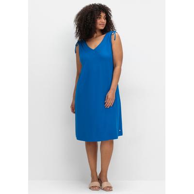 Jerseykleid SHEEGO "Jerseykleid", Damen, Gr. 48, Normalgrößen, blau (kobaltblau), 95% Viskose, 5% Elasthan, kurz, Kleider Image