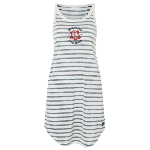 super.natural - Women's Relax Hibiskus Stripe Dress - Kleid Gr M grau/weiß