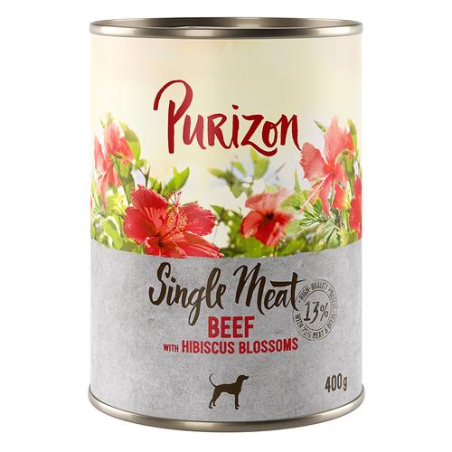 6x400g bœuf, fleurs d'hibiscus Single Meat Purizon nourriture humide pour chien
