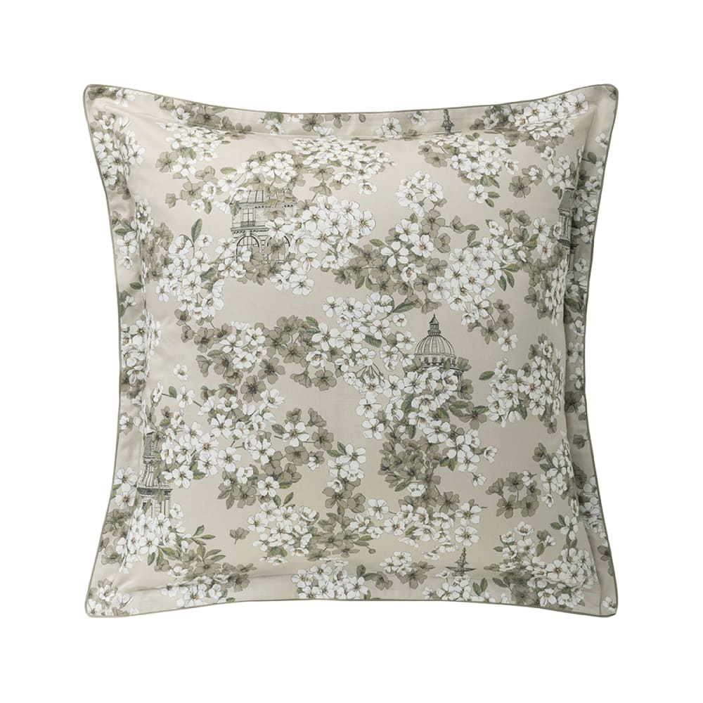 Taie d'oreiller en satin de coton beige 65x65