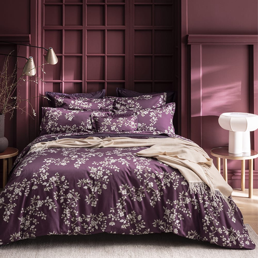 Housse de couette en satin de coton violet 240x220