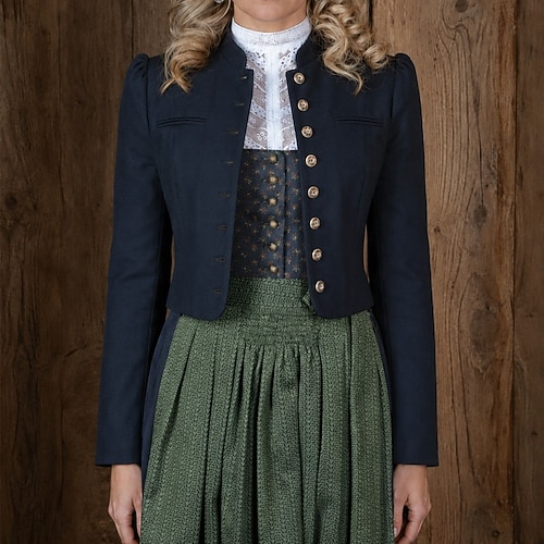 Oktoberfest Veste Blazer Trachten Femme de ménage Bavarois Allemand Prairies Femmes Carnaval Fête de la Bière Tissu de style traditionnel