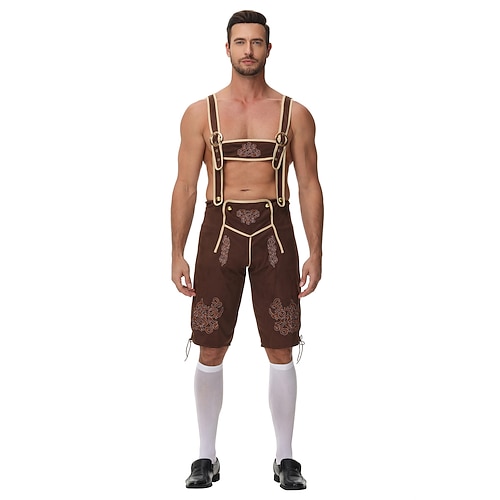 Oktoberfest Lederhosen Bavarois Allemand Prairies Homme Tissu de style traditionnel