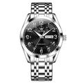 Montre de luxe Olevs 3666 pour homme, en acier inoxydable, étanche, double calendrier, classique, grand cadran numérique, montres à quartz originales