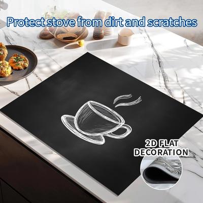 TEMU 2d Flat Decor Integrated Stove Replacement Cover - Electric Stove Top Cover - Rubber Lining Gas Stove Top Cover - Any Kitchen, Stove Protection, 1pc, 2d Flat Image