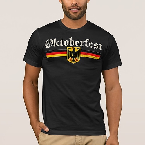 Bayerisch München Deutsch T-Shirt Ärmel T-Shirt Bier Deutscher Adler Grafik für Herren Erwachsene Heißprägen für Karneval Oktoberfestbier Party Alltagstauglich Image