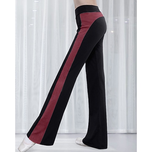 Damen Fitnesshose Pilates-Hosen Yogahose Kontrastfarben Leicht Hohe Taille Fitnessstudio Pilates Zumba Unterteile Rot Burgund Grün Lycra Herbst Sport Sportkleidung Mikroelastisch Lässiger Schnitt Image
