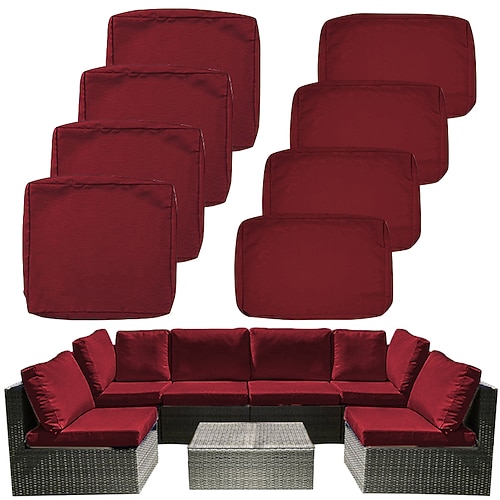 8-teiliges wasserdichtes Stretch-Sofa-Set für Terrasse und Garten, inklusive 4 Rückenlehnen- und 4 Sitzkissenbezügen, schützt Ihre Gartenmöbel
