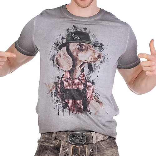 T-Shirt Bayerisch München Deutsch alpin T-Shirt Ärmel Grafik für Herren Erwachsene 3D-Druck für Karneval Oktoberfestbier Party Alltagstauglich Image