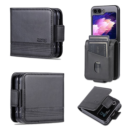 Handy Hülle Handyhüllen Für Samsung Galaxy Z Flip 7 Z Flip 6 Z Flip 5 Z Flip 4 Z Flip 3 Flip-Cover Vollschutz Kartenfach Stoßfest Retro PC PU-Leder Image
