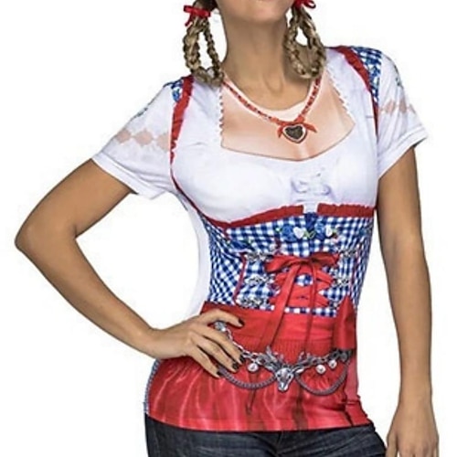 T-Shirt Bayerisch München Deutsch alpin T-Shirt Ärmel Grafik für Damen Erwachsene 3D-Druck für Karneval Oktoberfestbier Party Alltagstauglich Image