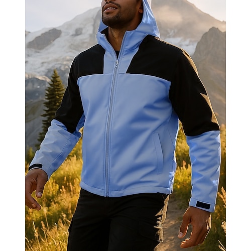 Herren Wanderjacke Sportjacke Regenmantel Außen Wasserdicht Schnelltrocknend Leicht Atmungsaktiv Wanderoutfits Wanderbekleidung Frühling Herbst Jacke Tennis Golfspiel Laufen Patchwork Weiß Rosa Rot Image