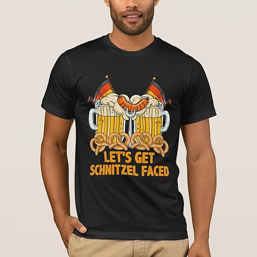 Bayerisch München Deutsch T-Shirt Ärmel T-Shirt Bier Wurst Brezel Grafik für Herren Erwachsene Heißprägen für Karneval Oktoberfestbier Party Alltagstauglich Image