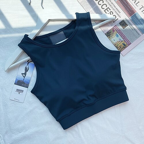 Damen Yoga-BH Pilates-BH Sportweste BH-Top Atmungsaktiv schweißabsorbierend Bürgellos Mit Pads Einfarbig Sport Sportkleidung Schwarz Gelb Fitnessstudio Zumba Laufen Image