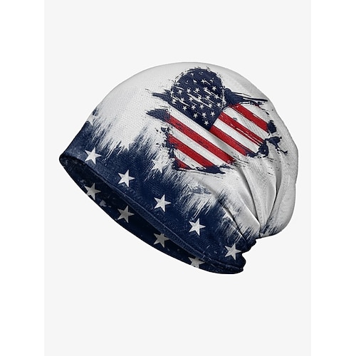 Toque-Mütze für Damen mit amerikanischer Flagge als Halstuch mit doppeltem Verwendungszweck – patriotischer Stil, weiches Polyester, Einheitsgröße, geeignet für den Alltag, Outdoor-Aktivitäten und Feierlichkeiten zum 4. Juli Image
