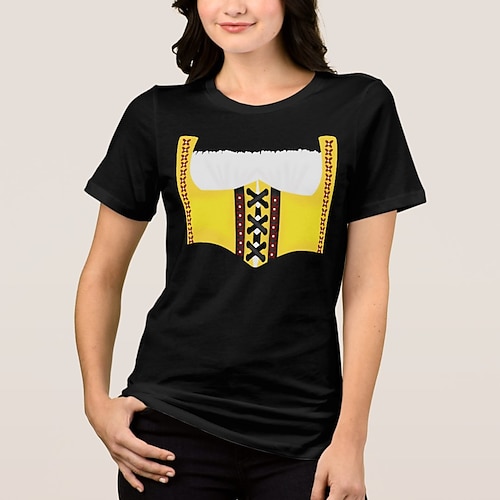 T-Shirt Bayerisch München Deutsch alpin T-Shirt Ärmel Grafik für Damen Erwachsene Heißprägen für Karneval Oktoberfestbier Party Alltagstauglich Image