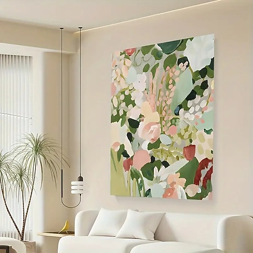 einteiliges rahmenloses abstraktes Blumen-Wandbild auf Leinwand, modernes botanisches Gemälde, Poster, geeignet für die Dekoration von Wohn- und Schlafzimmer, gemischte Farben, kein Strom erforderlich Image