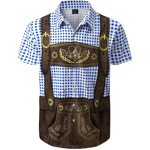 Hawaiihemden Aloha-Hemd Bayerisch München Deutsch alpin Grafik für Herren Erwachsene 3D-Druck für Karneval Oktoberfestbier Strand Urlaub Party Image