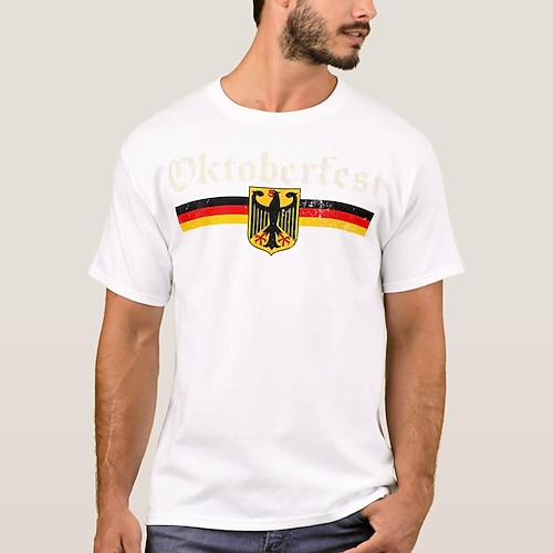 Bayerisch München Deutsch T-Shirt Ärmel T-Shirt Bier Deutscher Adler Grafik für Herren Erwachsene Heißprägen für Karneval Oktoberfestbier Party Alltagstauglich Image