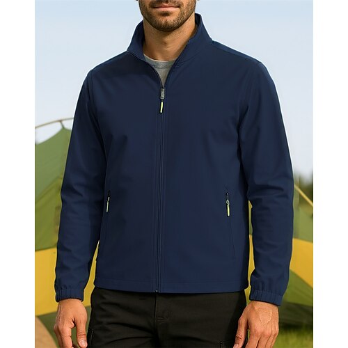 Herren Wanderjacke Sportjacke Regenmantel Außen Wasserdicht Leicht Atmungsaktiv Wanderoutfits Wanderbekleidung Frühling Herbst Jacke Tennis Golfspiel Laufen Einfarbig Schwarz Elfenbein Marinenblau Image
