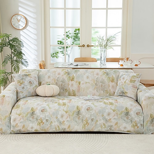 Kühlende Sofasitzbezüge mit Sommerdrucken, universelle L-förmige Chaiselongue-Sofa-Schonbezüge, 1/2/3/4-Sitzer, kühler Stretch-Couchbezug aus Eisseide Image