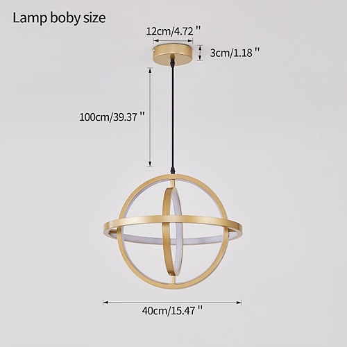 Deckenleuchten, lineare Pendelleuchte mit Metallkäfig, moderne LED-Hängeleuchte für das Esszimmer, dekorative Hängeleuchte, goldene kugelförmige Hängelampen für Kücheninseln, 360°-DIY-Einstellfunktion Image
