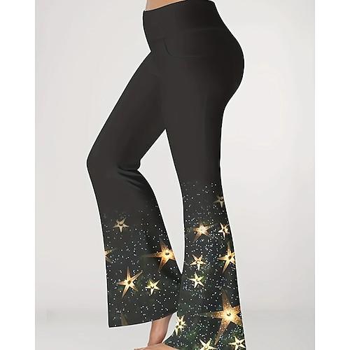 Damen Stoffhosen Anti-Scheuer-Shorts Streetwear Lässig Volle Länge Natürliche Taille Blume Elastischer Bund Drucken Bequem Außenbereich Urlaub Wochenende Schwarz Golden Gloden schwarz Herbst Normale